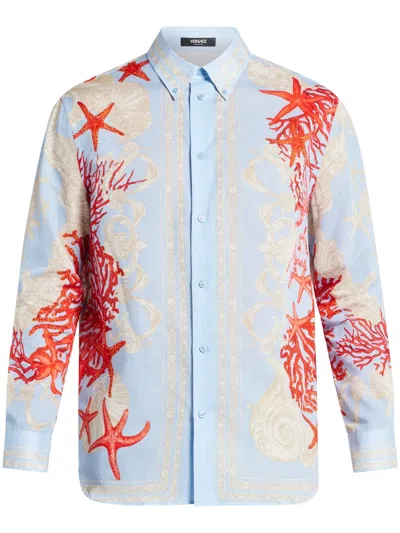 Versace Barocco Sea Long-sleeve Shirt In Blau