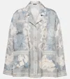 Versace Barocco Sea Silk Oversize Shirt In Blue