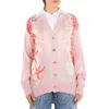 Versace Barocco Sea Panelled V-neck Cardigan In Pink