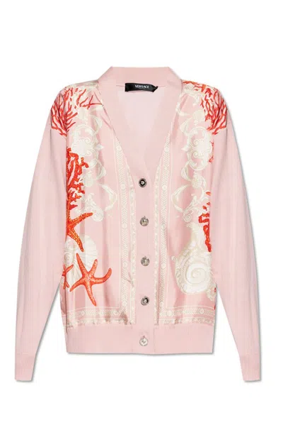 Versace Panelled V-neck Cardigan In Multi