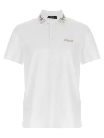 Versace Barocco Sea' Polo Shirt In White