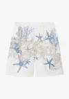 Versace Barocco Sea-print Cotton Shorts In White