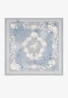 Versace La Vacanza Silk Twill Square Scarf In Light Blue