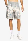 Versace Barocco Sea Print Silk Shorts In Light Blue