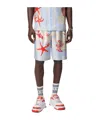 Versace Multicolor Shorts With Seabed Print In Silk Man In Multicolor