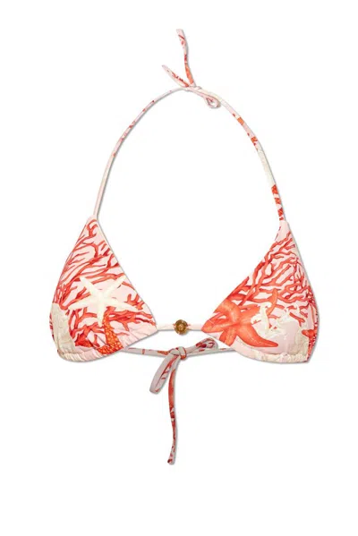 Versace Barocco Sea Printed Bikini Top In Multi