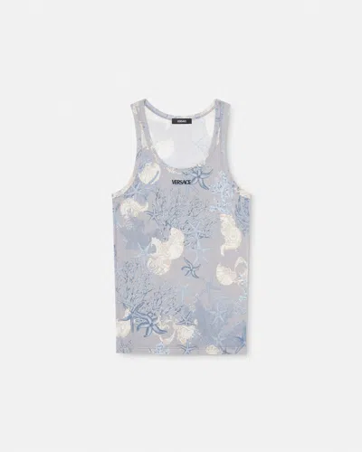 Versace Barocco Sea Ribbed Tank Top In Gray