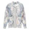 Versace Barocco Sea Silk Oversize Shirt In Blue