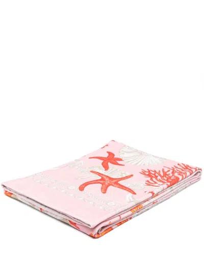 Versace Barocco Sea Towel In Pink