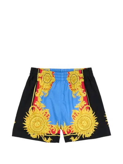 Versace Babies' Barocco Sea-print Shorts In Black