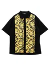 Versace Barocco-print Short-sleeve Shirt In Black