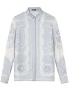 Versace Women's Printed Silk Shirt In Blue