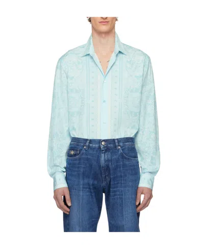 Versace Barocco Shirt In Blue