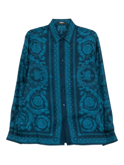 Versace Barocco Shirt In Blue