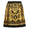 Versace Black And Golden Pleated Skirt With Baroque Print All-over In Silk Woman In Multicolor