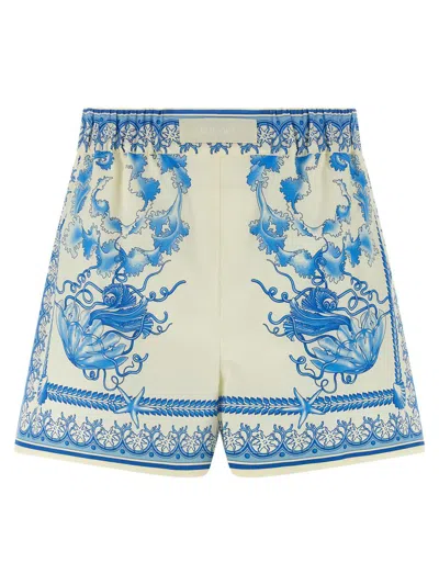 Versace Barocco Bermuda And Short Light Blue In Multi
