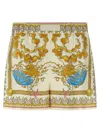 Versace Multicolor Shorts With Elastic Waist And All-over Underwater Barocco Print In Multi