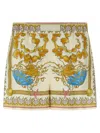 Versace Multicolor Shorts With Elastic Waist And All-over Underwater Barocco Print In Multi