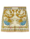 Versace Multicolor Shorts With Elastic Waist And All-over Underwater Barocco Print In Multi