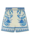 Versace Elastic Waistband Baroque Print Shorts In Multi