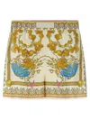 Versace Multicolor Shorts With Elastic Waist And All-over Underwater Barocco Print In Multi