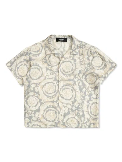 Versace Kids' Barocco Sil Shirt In Grey