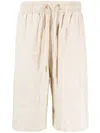 Versace Barocco Silhouette-jacquard Drawstring Shorts In Neutrals