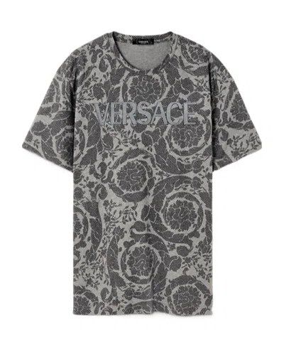 Versace Barocco Silhouette Crewneck T-shirt In Grey