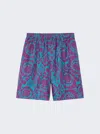 Versace Barocco Silhouette-print Silk Shorts In Multi