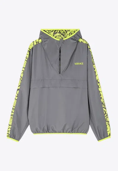 Versace Barocco Silhouette Track Jacket In Gray