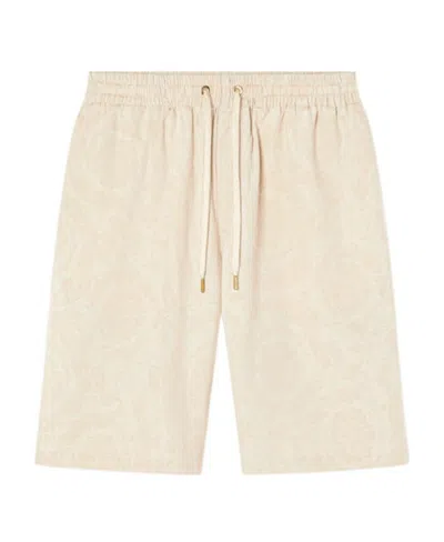Versace Barocco Silhouette-jacquard Drawstring Shorts In Neutral