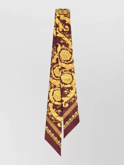 VERSACE BAROCCO SILK LAVALLIÈRE LONG FLORAL SCARF
