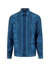 Versace Informal Shirt Silk Twill Fabric Barocco 92 Print Shirts Blue In Blue