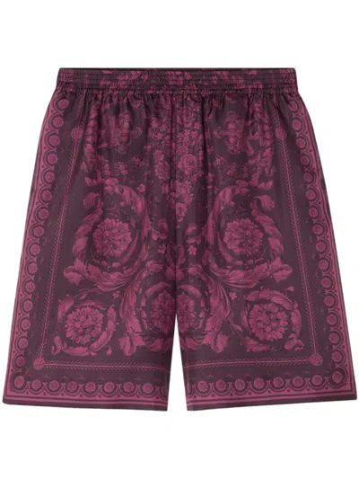 Versace Barocco Silk Shorts In Imprimer