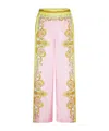 Versace Barocco Silk Trousers In Multi