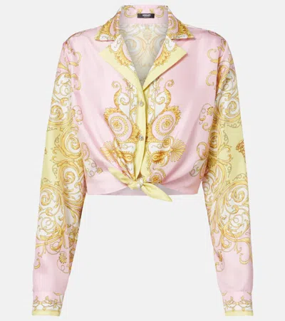 Versace Barocco Silk Twill Shirt In Multi
