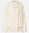 Versace Barocco Silk Twill Shirt In Neutral