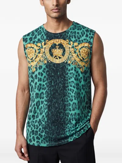 Pre-owned Versace Barocco Sleevless T-shirt In Green