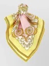 Versace Multicolor Scarf With All-over Baroque Print In Silk Woman In Yellow