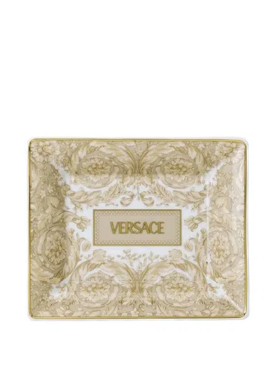 Versace Barocco Square Tray 15cm In Neutral