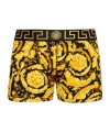Versace Baroque Print Silk Loungewear Shorts In Yellow