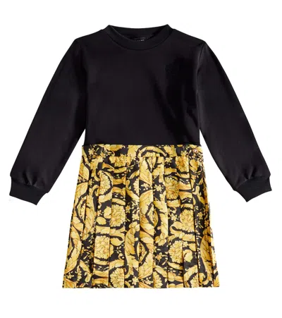 Versace Kids' Barocco-print Panelled Dress In Multicolor