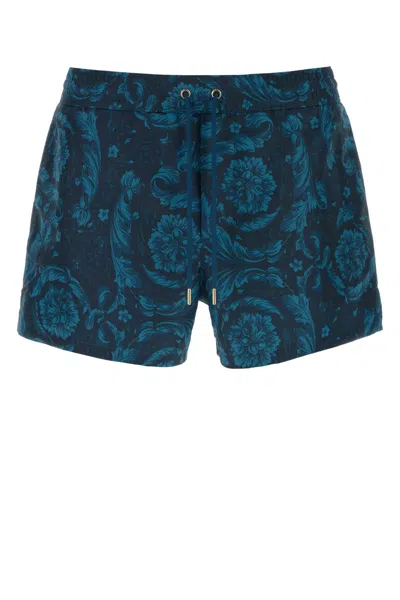 Versace Barocco Swim Shorts In Blue