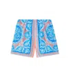 Versace Barocco Swim Trunks In Blue