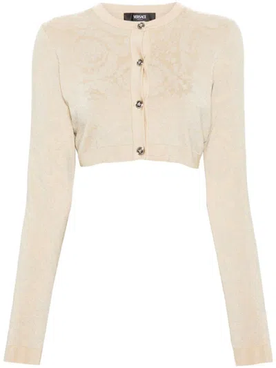VERSACE VERSACE BAROCCO TEXTURE CROPPED CARDIGAN