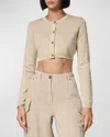 Versace Barocco Texture Cropped Cardigan In Light Sand