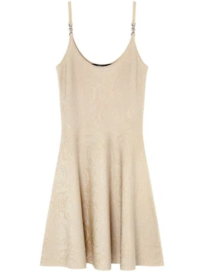 Versace Women's Barocco Texture Short Dress In Neutrals