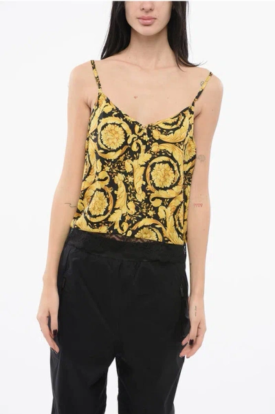 VERSACE BAROCCO TOP WITH LACE DETAIL