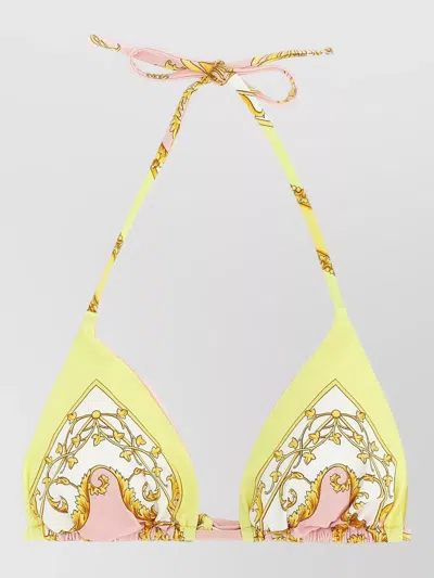 Versace Barocco Triangle Bikini Top Adjustable Straps In Multi