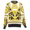 Versace Barocco Tribute Print Cotton Crew Sweater In Multi